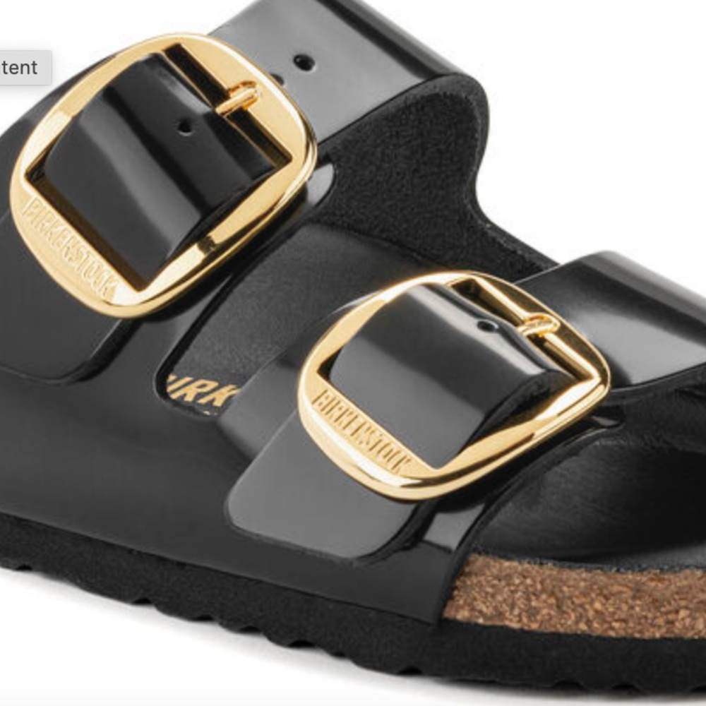 Black Birkenstocks with Buckle and Patent Leather-Arizona Size 39/US 8 women Nar